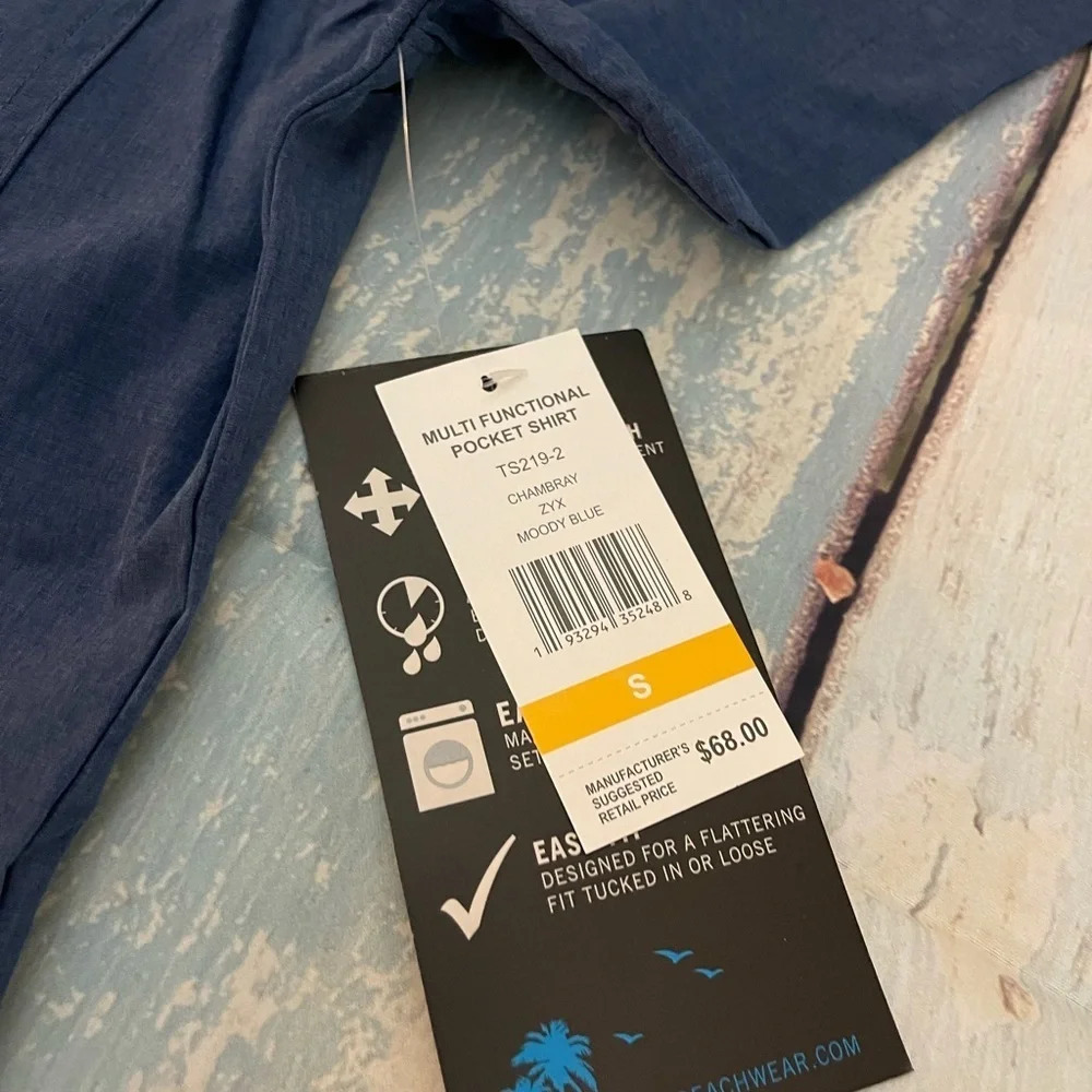 TRUNKS SURF AND SWIM CO Pocket Button Front Shirt, Moody Blue, Small, NWT - Picture 6 of 9
